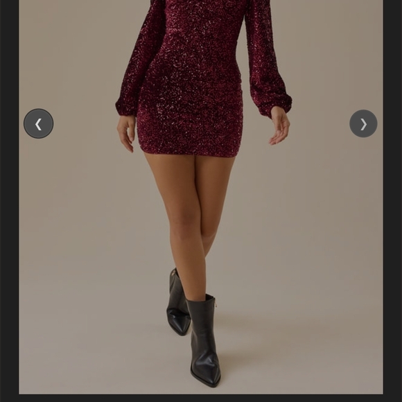 Altar'd State Angelica Sequin Mini Dress Burgandy - Picture 2 of 5